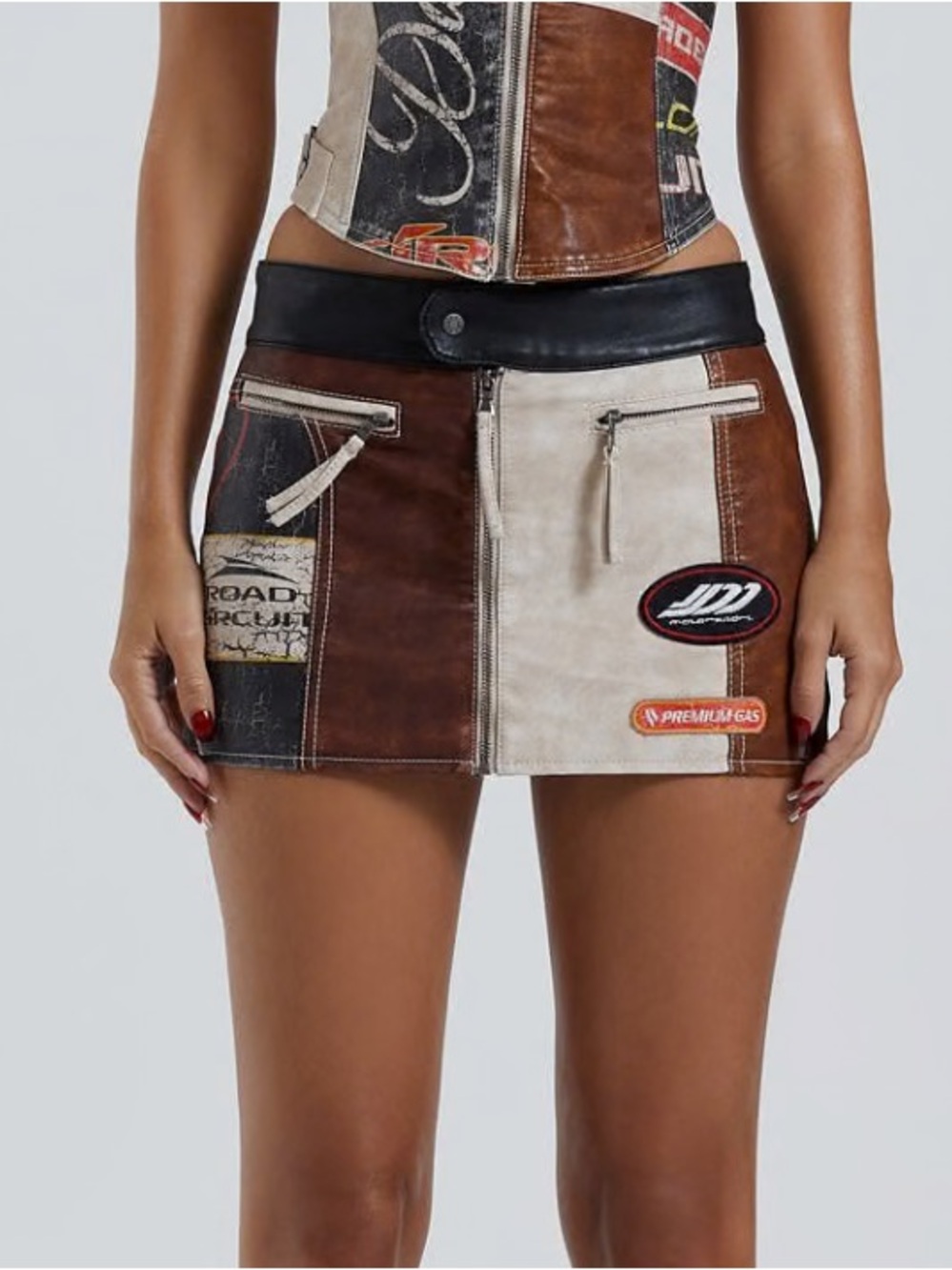 Jaded London Daytona Vegan Leather Mini Skirt